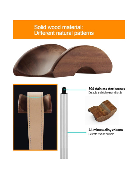 Soporte para Auriculares SELLWELL de Aluminio y Madera Plata