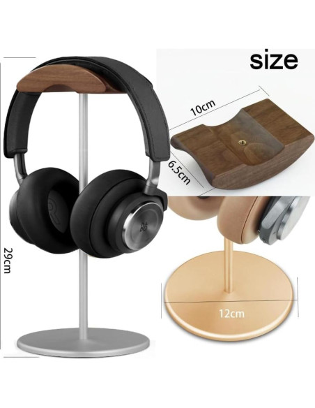 Soporte para Auriculares SELLWELL de Aluminio y Madera Plata