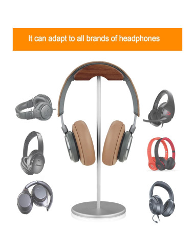 Soporte para Auriculares SELLWELL de Aluminio y Madera Plata