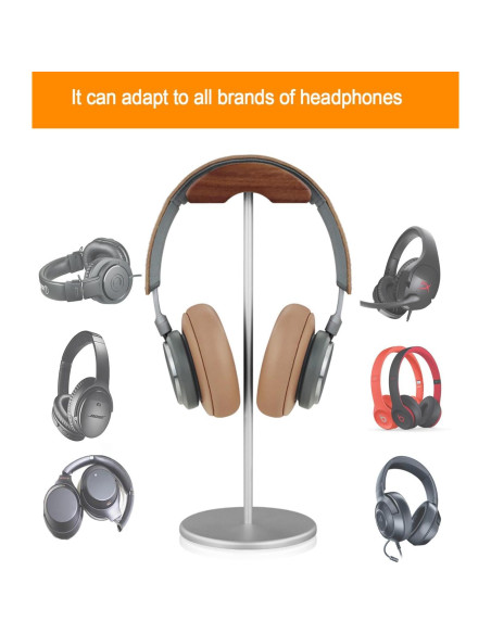 Soporte para Auriculares SELLWELL de Aluminio y Madera Plata