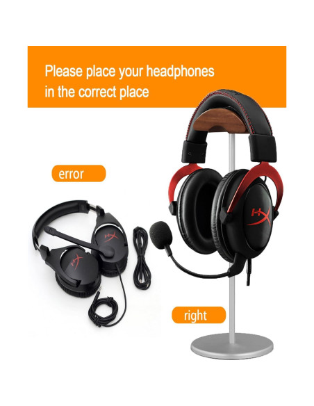 Soporte para Auriculares SELLWELL de Aluminio y Madera Plata