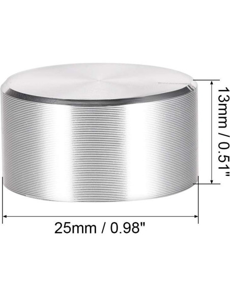 Perilla de Potenciómetro uxcell 25mm Aluminio Plata 2 Pcs