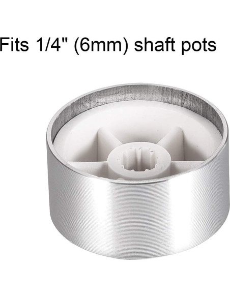 Perilla de Potenciómetro uxcell 25mm Aluminio Plata 2 Pcs