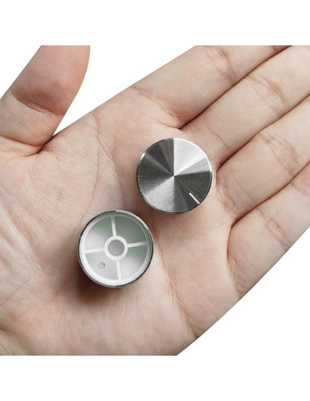 Perilla de Potenciómetro uxcell 25mm Aluminio Plata 2 Pcs