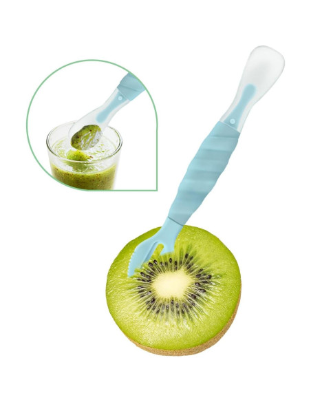 Cuchara de Silicona para Bebé OUROBOT Azul Aqua - Suave y Segura Cuchara de Silicona para Bebé OUROBOT Azul Aqua - Suave y Segura