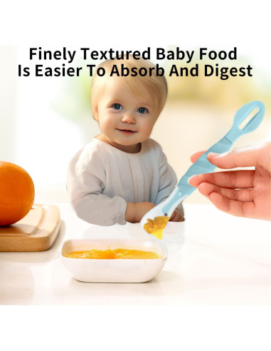 Cuchara de Silicona para Bebé OUROBOT Azul Aqua - Suave y Segura