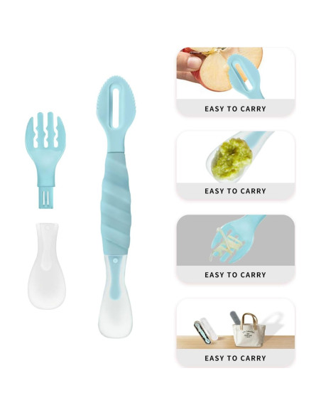 Cuchara de Silicona para Bebé OUROBOT Azul Aqua - Suave y Segura Cuchara de Silicona para Bebé OUROBOT Azul Aqua - Suave y Segura