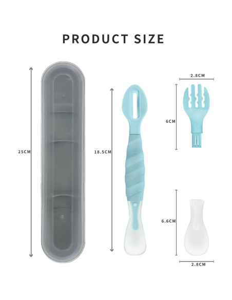 Cuchara de Silicona para Bebé OUROBOT Azul Aqua - Suave y Segura Cuchara de Silicona para Bebé OUROBOT Azul Aqua - Suave y Segura