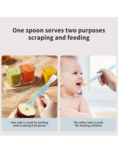 Cuchara de Silicona para Bebé OUROBOT Azul Aqua - Suave y Segura