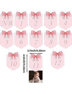 Banner Fotográfico 12 Meses Bebé Moño Rosa - Remerabel 2