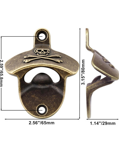 Abrebotellas de Pared Magnético HAIICEN Calavera Bronce 8x6.5cm