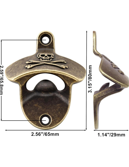 Abrebotellas de Pared Magnético HAIICEN Calavera Bronce 8x6.5cm