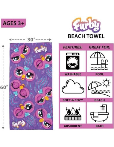 Toalla de Playa Furby Vibrante 76x152 cm Suave Multicolor