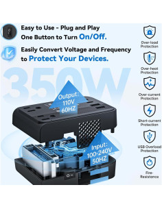 Convertidor de Voltaje DOACE 220V a 110V 350W con USB 2