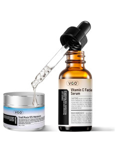 Juego de Cuidado de la Piel VGO - Hidratante Caracol 50g y Suero Vitamina C 30g