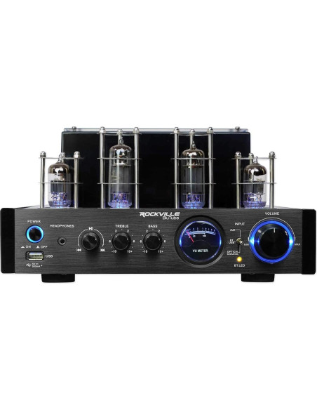 Amplificador de Tubo Rockville BluTube LED 70W Bluetooth Negro