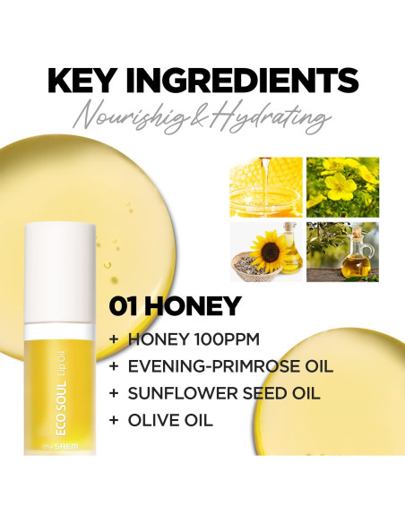 Aceite Labial Voluminizador The Saem Eco Soul 01 Miel 6.23ml