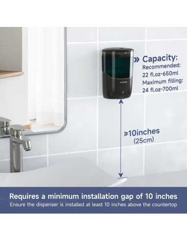 Dispensador Automático de Jabón AIKE AK1216 Negro 650 ml