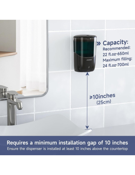 Dispensador Automático de Jabón AIKE AK1216 Negro 650 ml