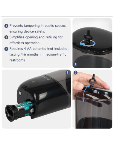 Dispensador Automático de Jabón AIKE AK1216 Negro 650 ml