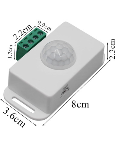 Sensor PIR 12V-24V QDenglamp para Luz de Movimiento Negro