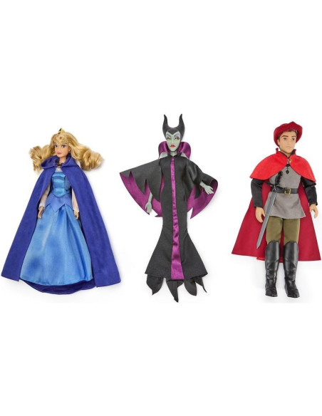Conjunto de Muñecas Disney La Bella Durmiente - Aurora, Phillip y Malefica