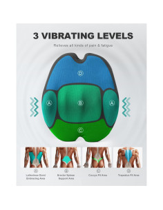 Cojín Lumbar Vibrante Foamula Ergonómico Ajustable Negro 2