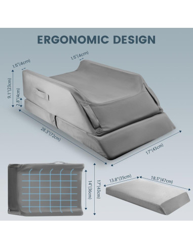 Cojín Elevador de Piernas Ajustable CIVJET - Espuma Viscoelástica