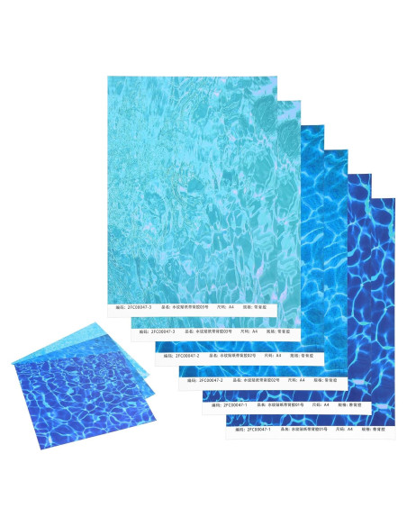 Calcomanías de Agua Ripple Telooco 6 Pcs 29.7x21 cm Azul