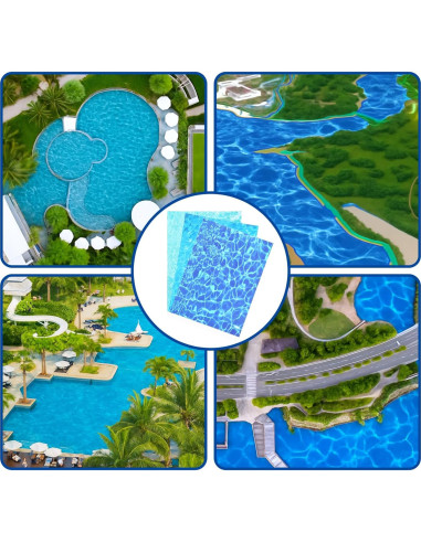 Calcomanías de Agua Ripple Telooco 6 Pcs 29.7x21 cm Azul