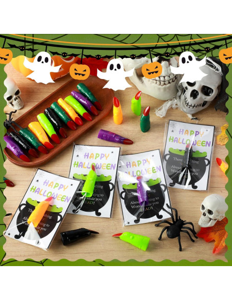 60 Dedos de Bruja Halloween Vertintong + Tarjetas y Bolsas