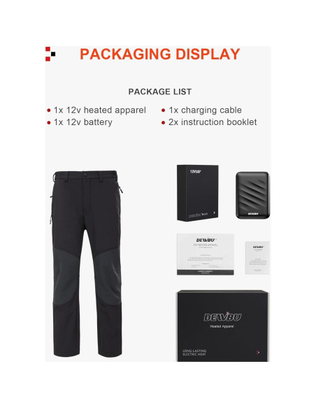 Pantalones Calentados DEWBU para Hombre 12V Softshell Negro
