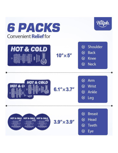 Paquete de Hielo Reutilizable Hilph - 6 Gel Frío y Caliente