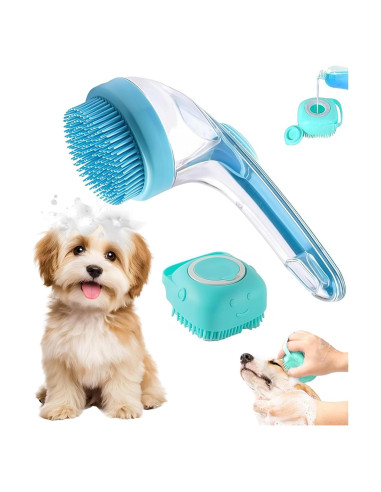 Juego de Cepillo de Baño para Perros y Gatos con Dispensador