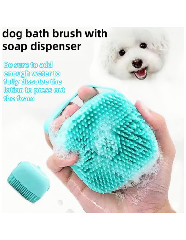 Juego de Cepillo de Baño para Perros y Gatos con Dispensador