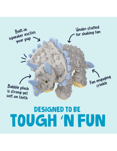 Juguete de Peluche para Perros goDog Dinos Frills Grande Gris