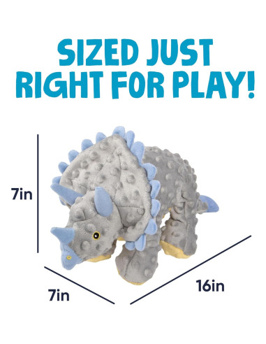 Juguete de Peluche para Perros goDog Dinos Frills Grande Gris
