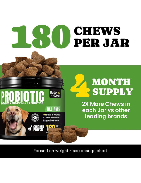 Probioticos para Perros BuddyCheer 180 Masticables Salud Intestinal