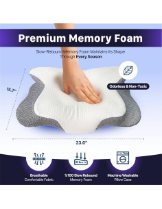 Almohada Cervical Ergonomica MAHIYUS Espuma de Memoria 60x40cm 2