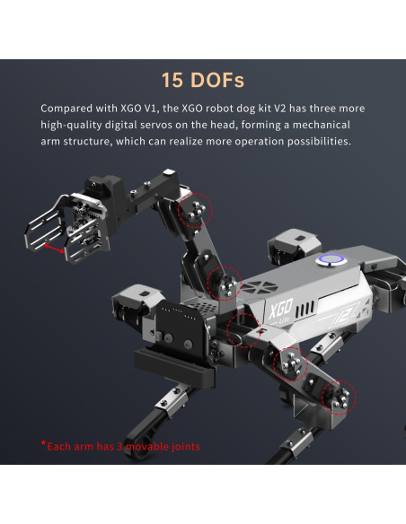 Kit Robot Perro XGO V2 ELECFREAKS Programable 15 Juntas