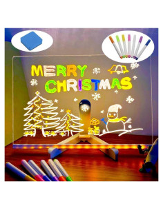 Tablero de Notas LED Kruggo 30x20 cm con Soporte Ajustable