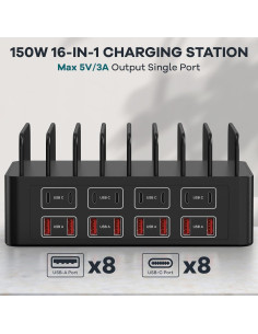 Estación de Carga Rápida 150W RUANSZZ 16 Puertos USB-C 2