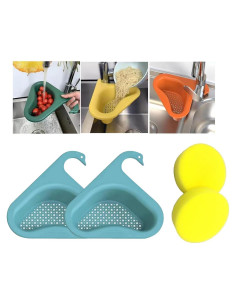 Canasta de Drenaje Triangular Zkosieng 2PC Azul - Filtro Multifuncional