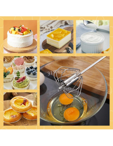 Batidor de Huevos Semi-Automático Oputemon 25.4cm Acero Inoxidable