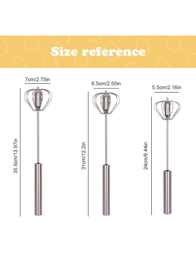 Batidor de Huevos Semi-Automático Oputemon 25.4cm Acero Inoxidable