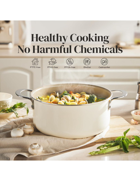 Olla de Cerámica Redchef 5 Qt Antiadherente Beige