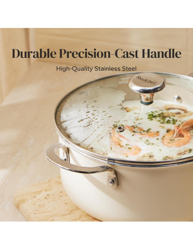 Olla de Cerámica Redchef 5 Qt Antiadherente Beige