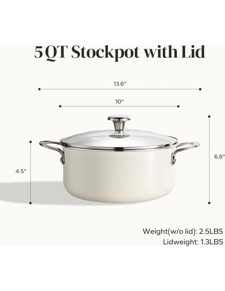 Olla de Cerámica Redchef 5 Qt Antiadherente Beige