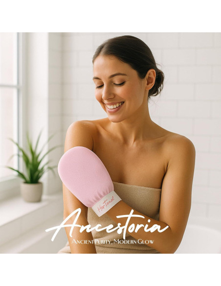 Guantes Exfoliantes Coreanos HerTime2 - Paquete de 2, Rosa y Negro