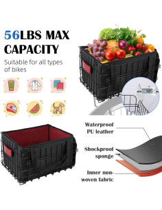 Cesta de Bicicleta Trasera Plegable Lunies con Bolsa Impermeable 2
